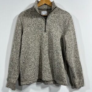 Old Navy Womens Marled Sweater Fleece Quarter Zip Pullover Medium Granola Layer